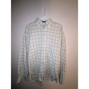 Alan Flusser Plaid Button Down Shirt Size Medium 100% Cotton Classis Fit